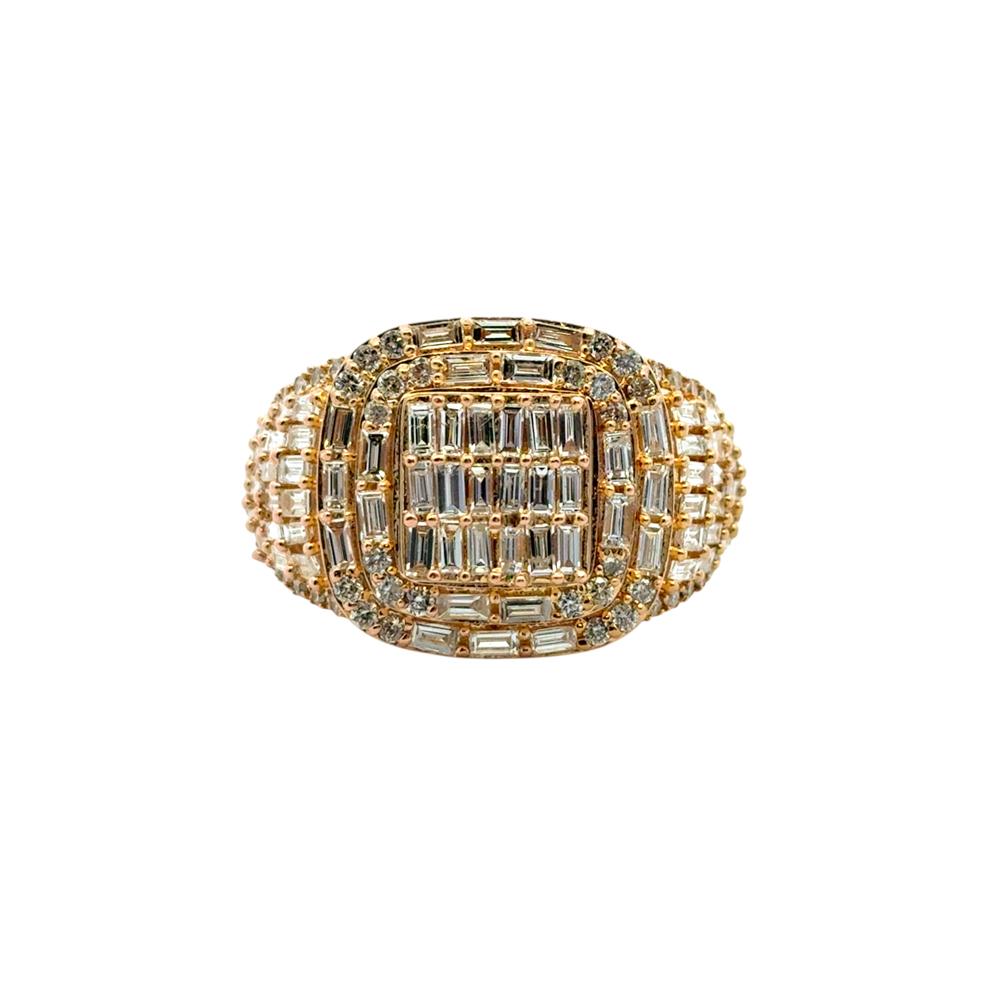 10k Yellow Gold Natural Baguette and Round Diamond Ring For Sale 5