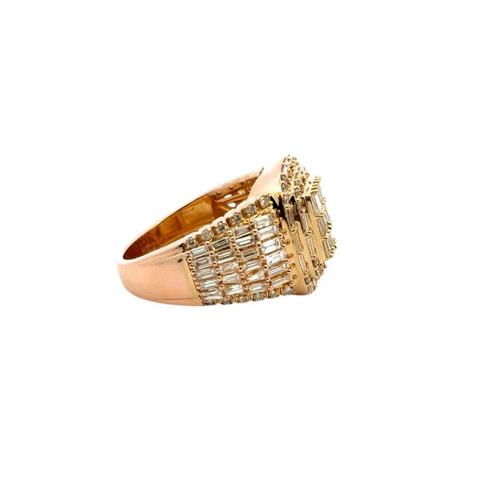 10k Yellow Gold Natural Baguette and Round Diamond Ring For Sale 6