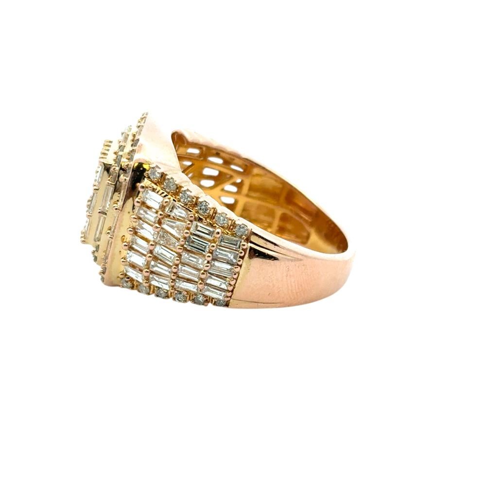 10k Yellow Gold Natural Baguette and Round Diamond Ring For Sale 8
