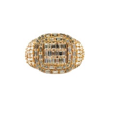 10k Yellow Gold Natural Baguette and Round Diamond Ring