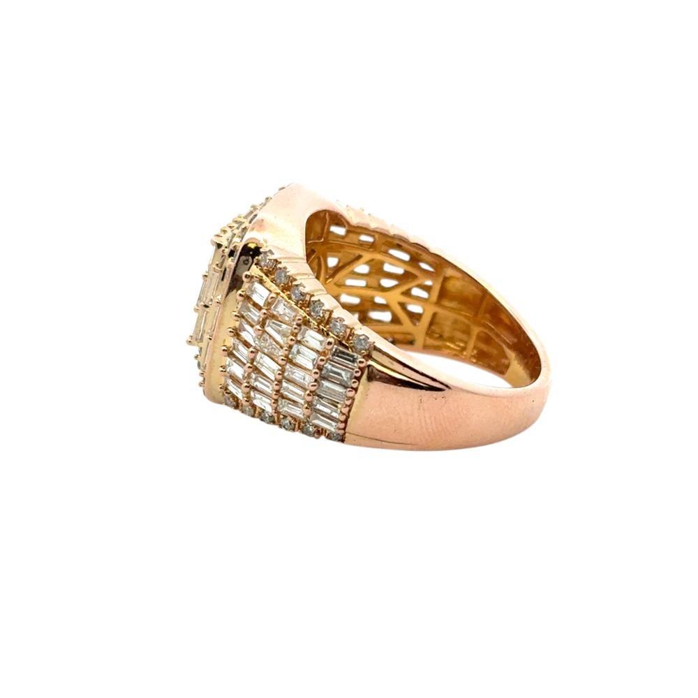 10k Yellow Gold Natural Baguette and Round Diamond Ring For Sale 1