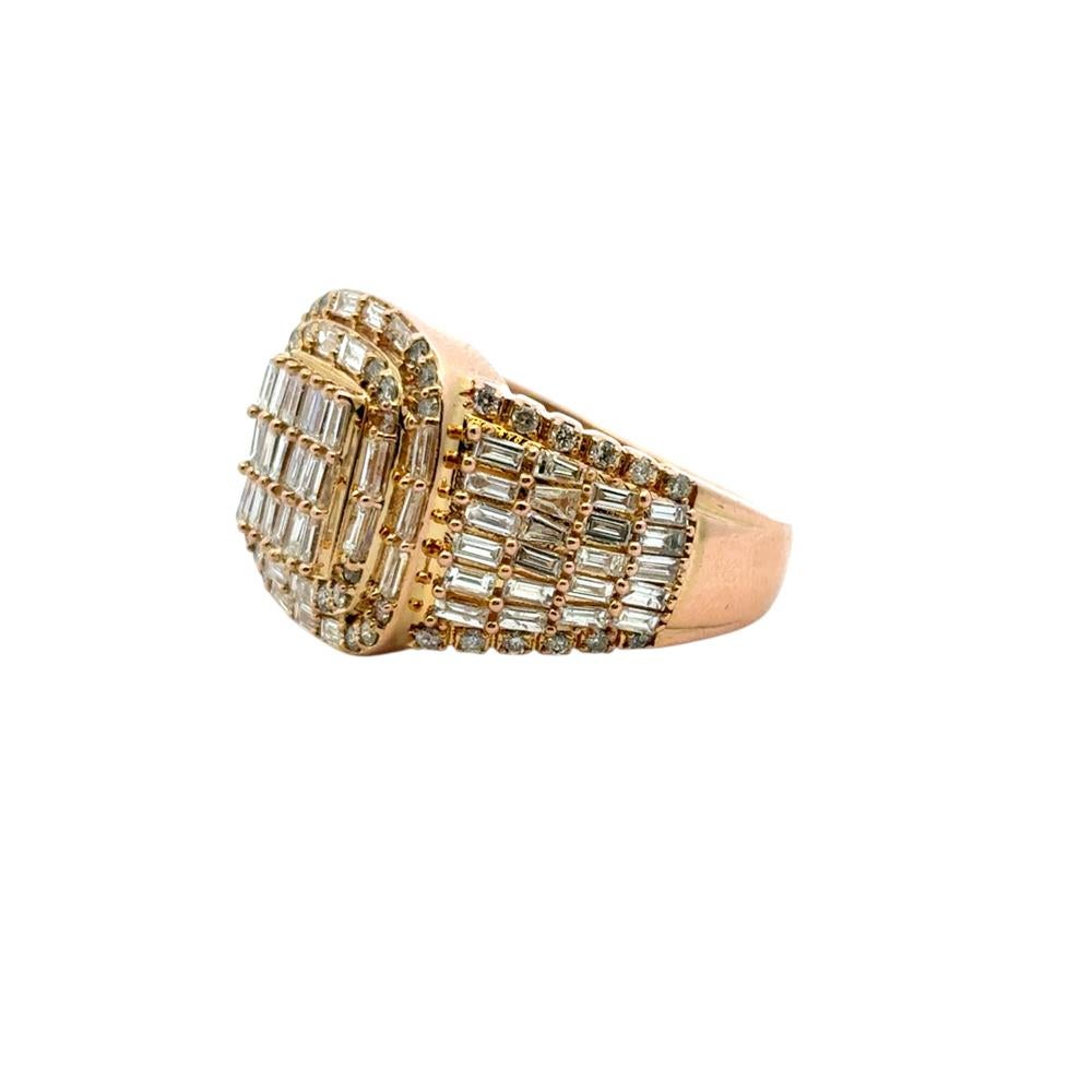 10k Yellow Gold Natural Baguette and Round Diamond Ring For Sale 2