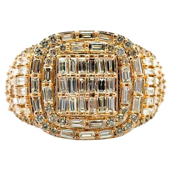 10k Yellow Gold Natural Baguette and Round Diamond Ring