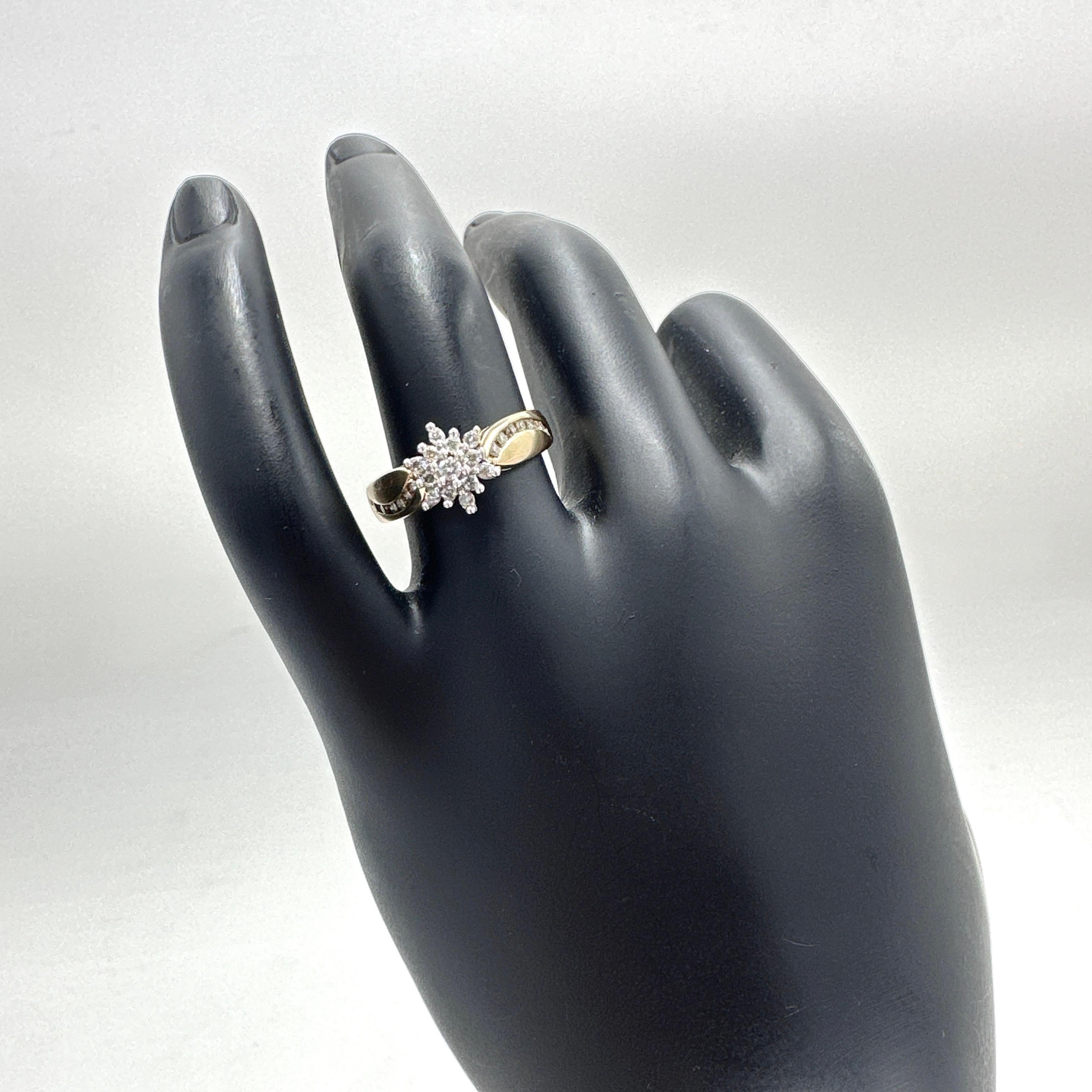 10k Yellow Gold Natural Diamond Cluster Ring 0.30TCW In Good Condition In Victoria, BC