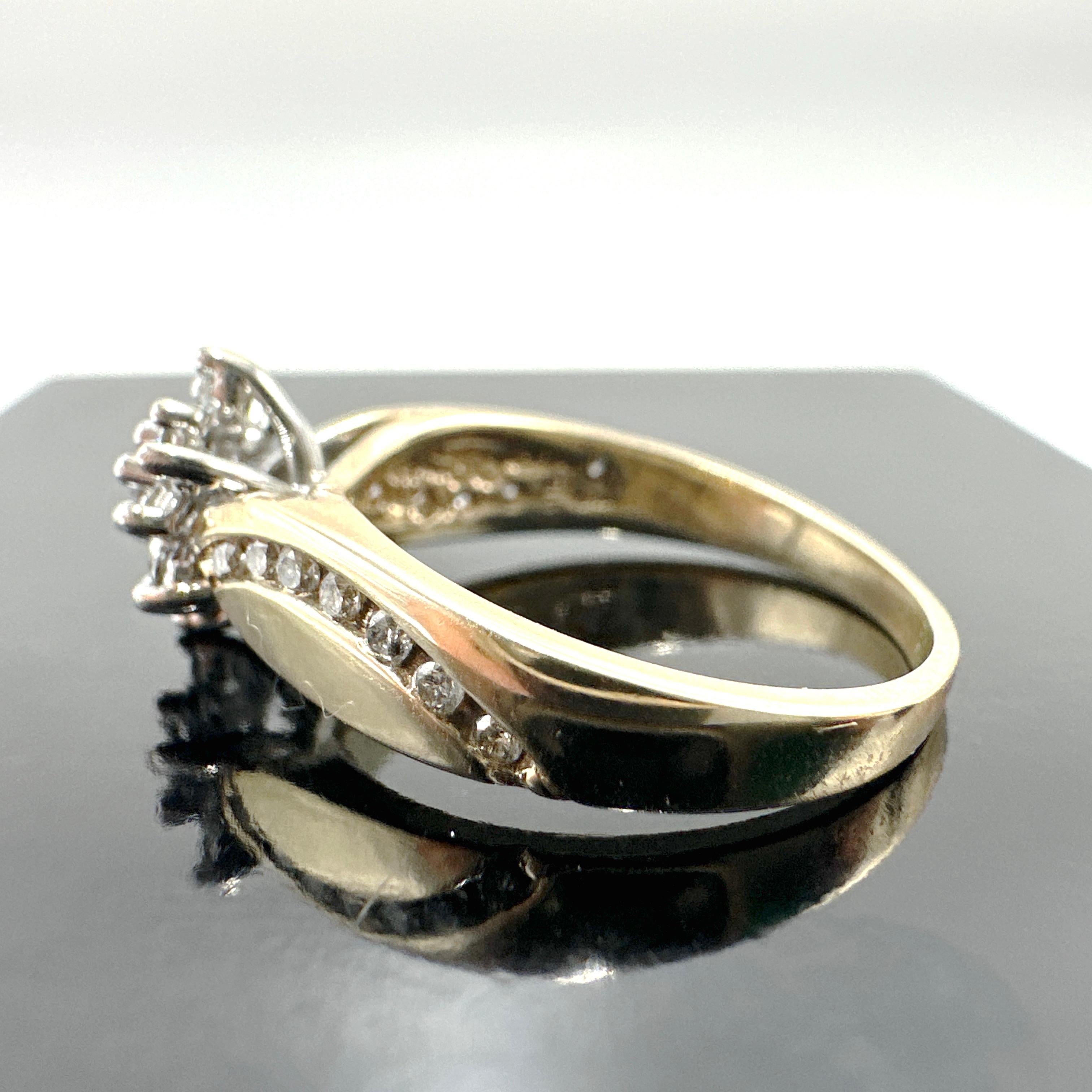 10k Yellow Gold Natural Diamond Cluster Ring 0.30TCW 2