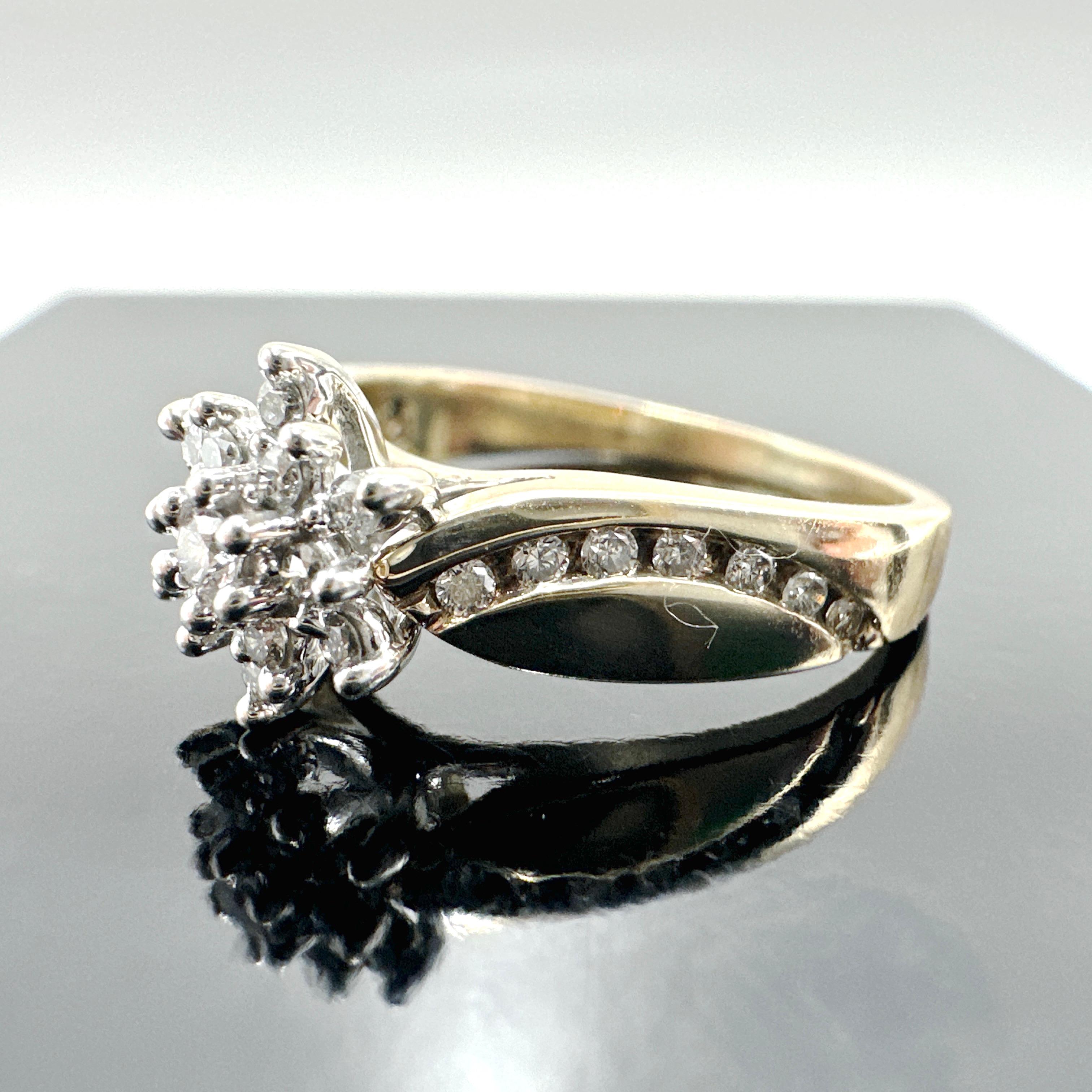 10k Yellow Gold Natural Diamond Cluster Ring 0.30TCW 3
