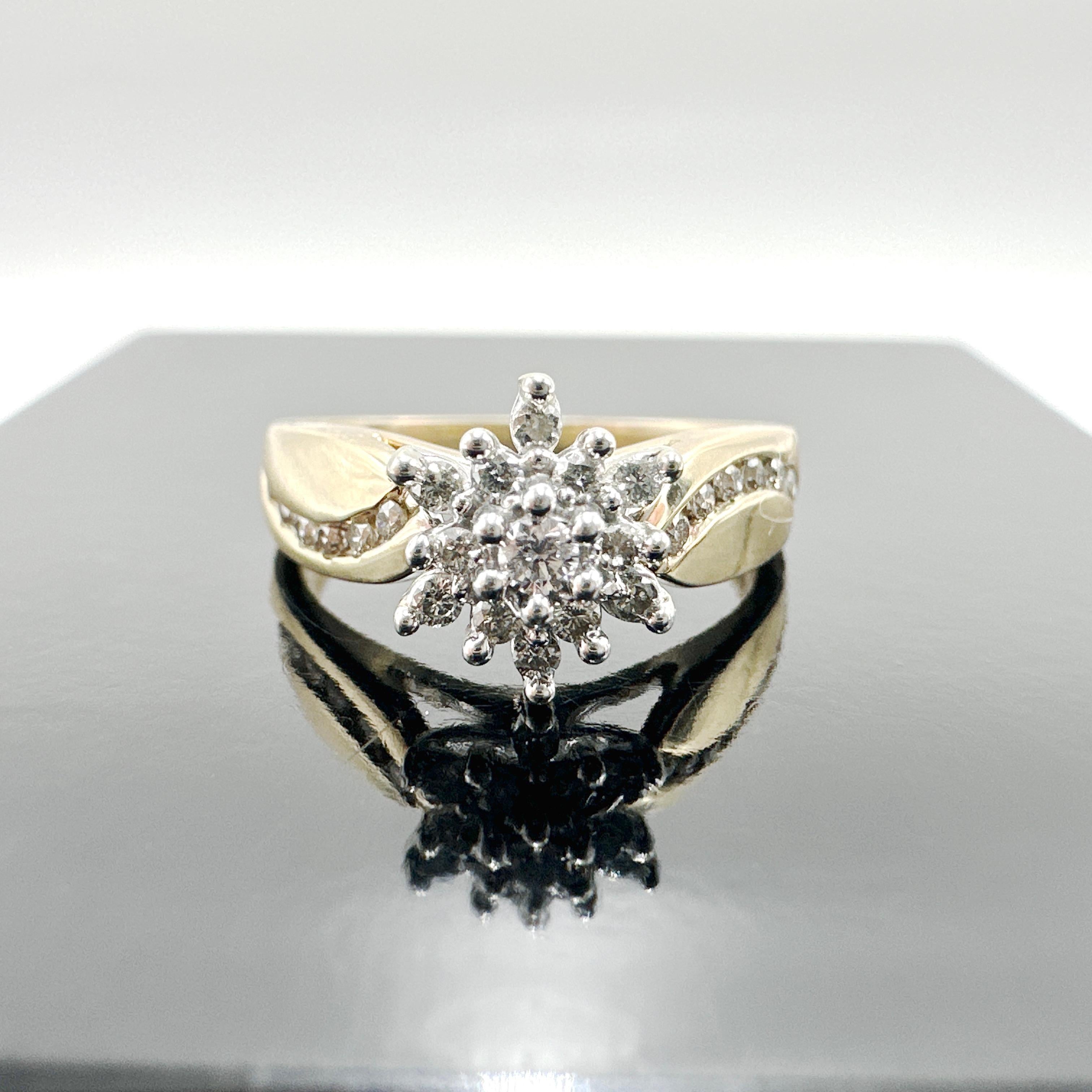 10k Yellow Gold Natural Diamond Cluster Ring 0.30TCW 4