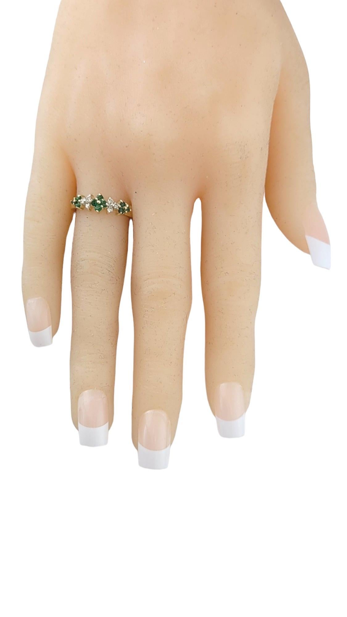 10K Yellow Gold Natural Emerald and Diamond Ring Size 7-7.25 #16425 1