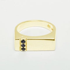 10k Yellow Gold Natural Sapphire Mens Band Ring Signet Customizable