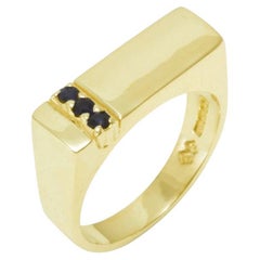 10k Yellow Gold Natural Sapphire Mens Band Ring Signet Customizable
