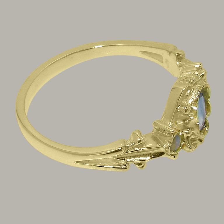 For Sale:  10k Yellow Gold Natural Sapphire & Opal Womens Trilogy Ring Customizable 4