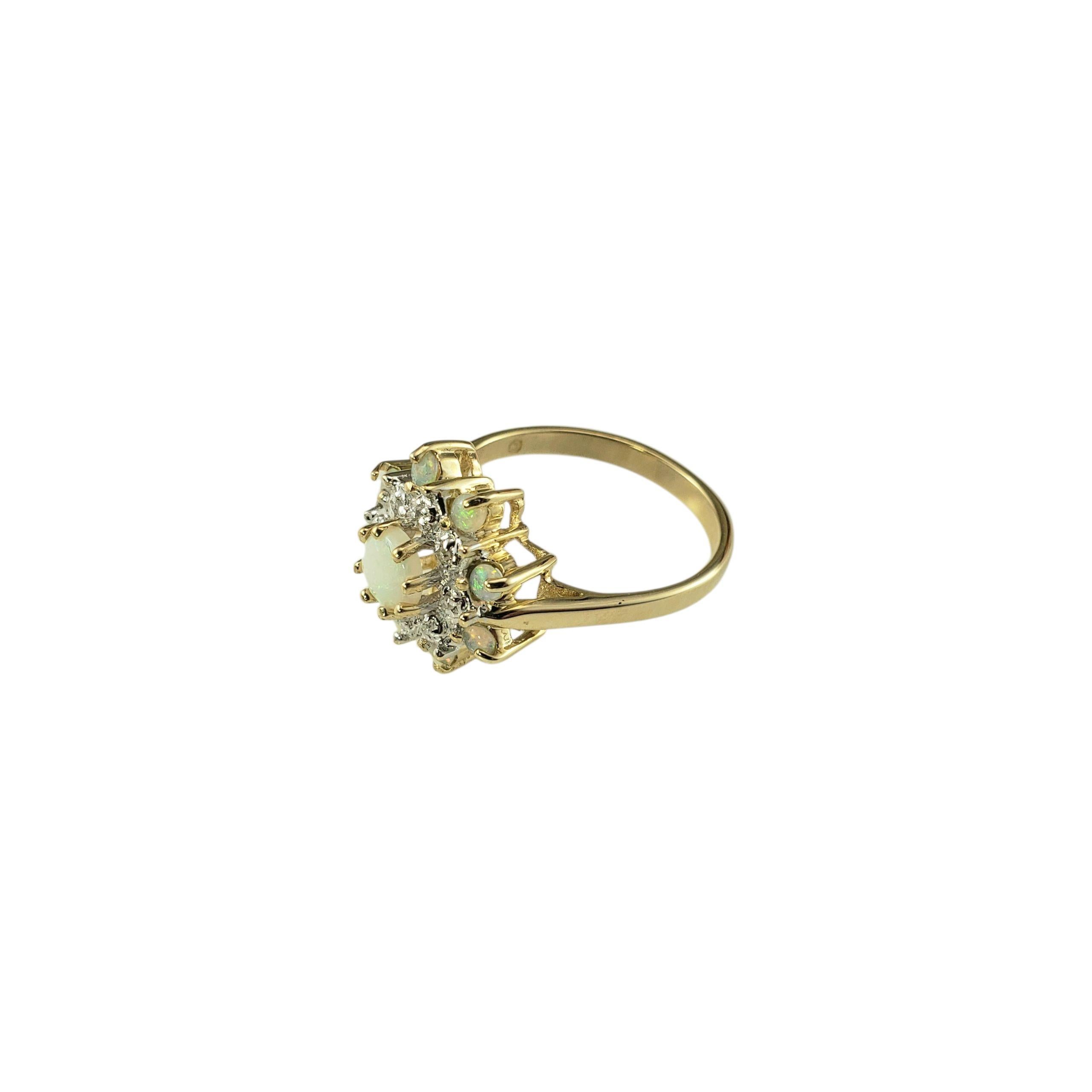 Brilliant Cut 10K Yellow Gold Opal and Diamond Cluster Ring Size 5.75 #22913 For Sale