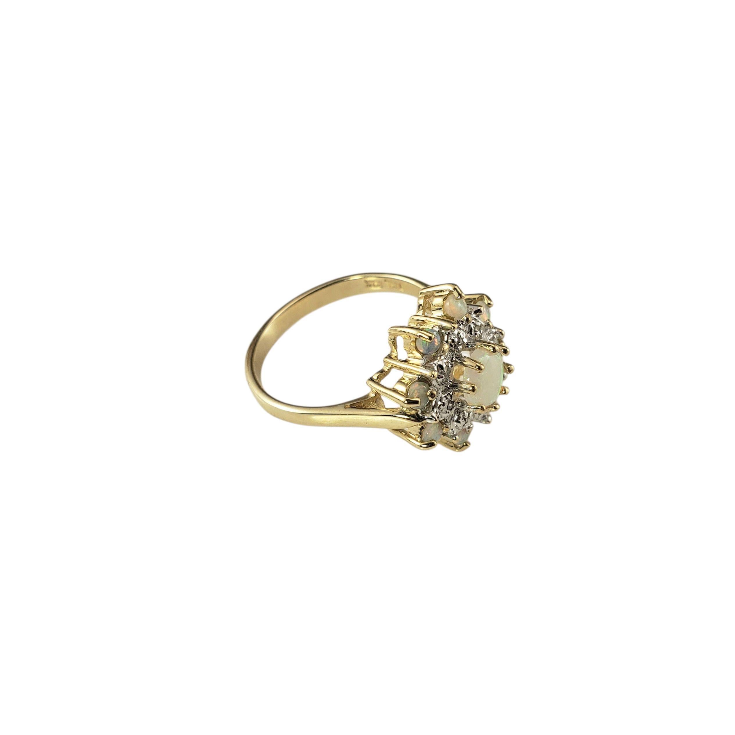 10K Yellow Gold Opal and Diamond Cluster Ring Size 5.75 #22913 In Good Condition For Sale In Washington Depot, CT