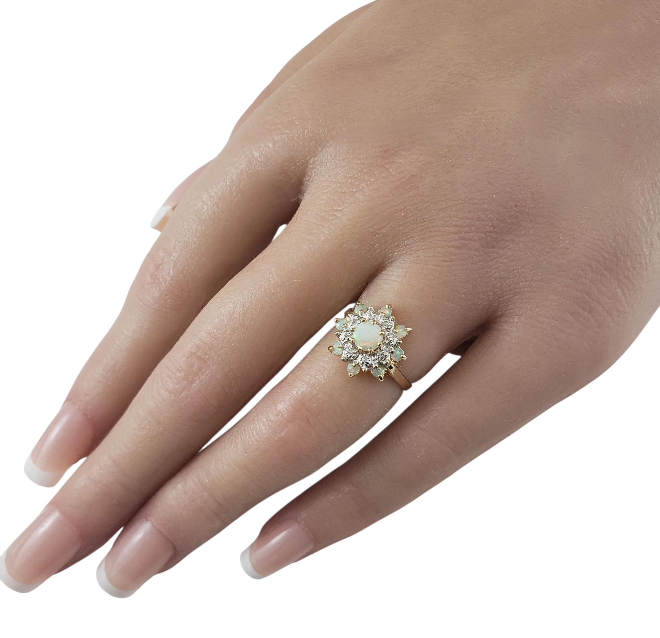 10K Yellow Gold Opal and Diamond Cluster Ring Size 5.75 #22913 For Sale 2