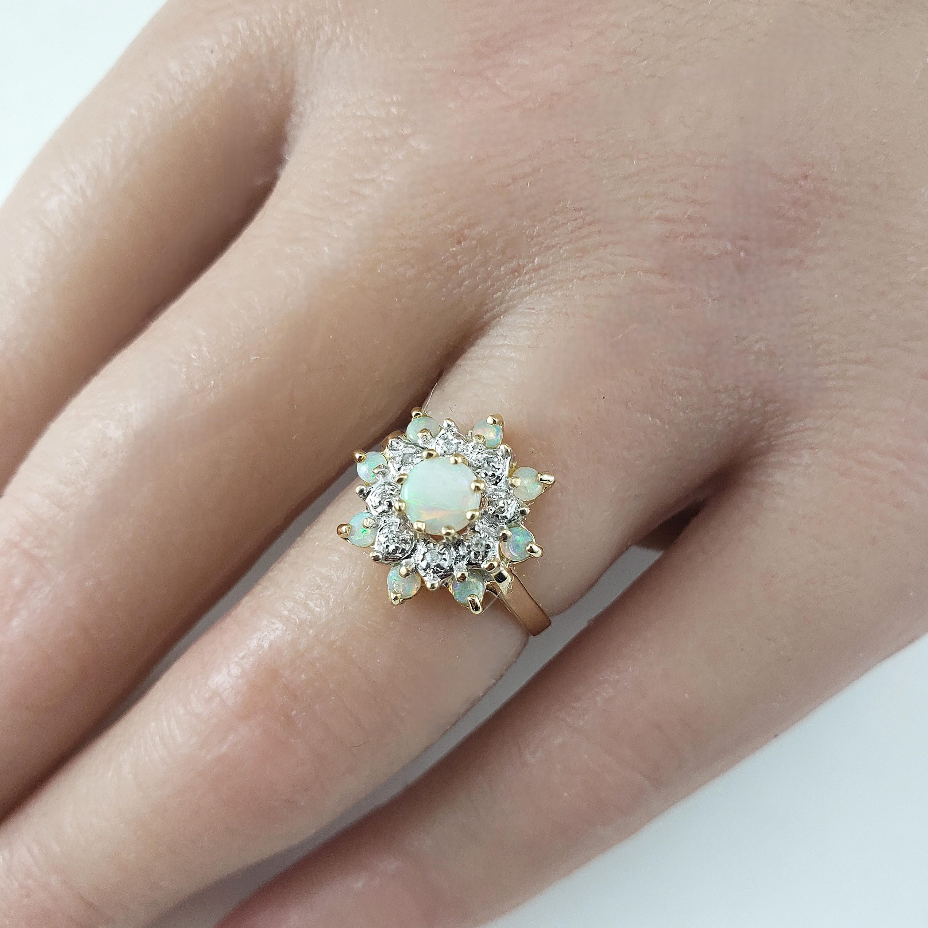 10K Yellow Gold Opal and Diamond Cluster Ring Size 5.75 #22913 For Sale 3