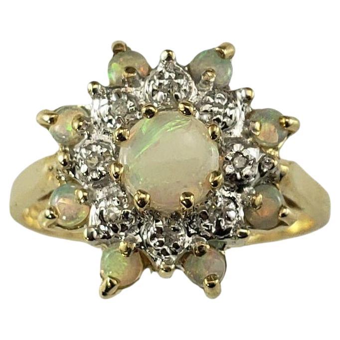 10K Yellow Gold Opal and Diamond Cluster Ring Size 5.75 #22913 For Sale