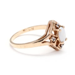 10 Karat Yellow Gold, Opal and Diamond Ring