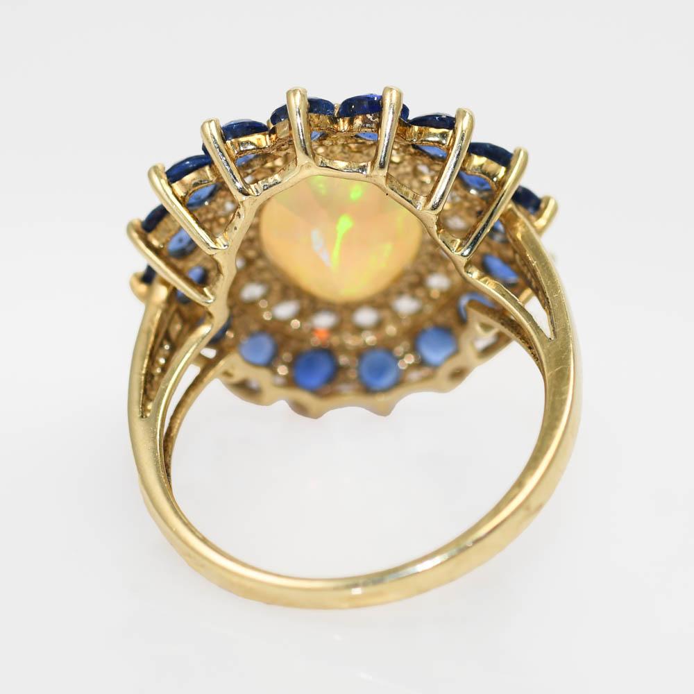 10K Gelbgold Opal und Edelstein Ring, 4,3g 2