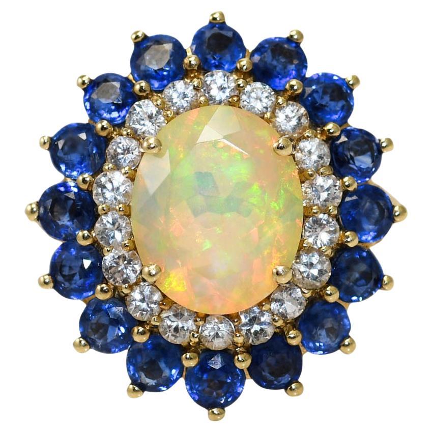 10K Yellow Gold Opal and Gemstone Ring, 4.3g