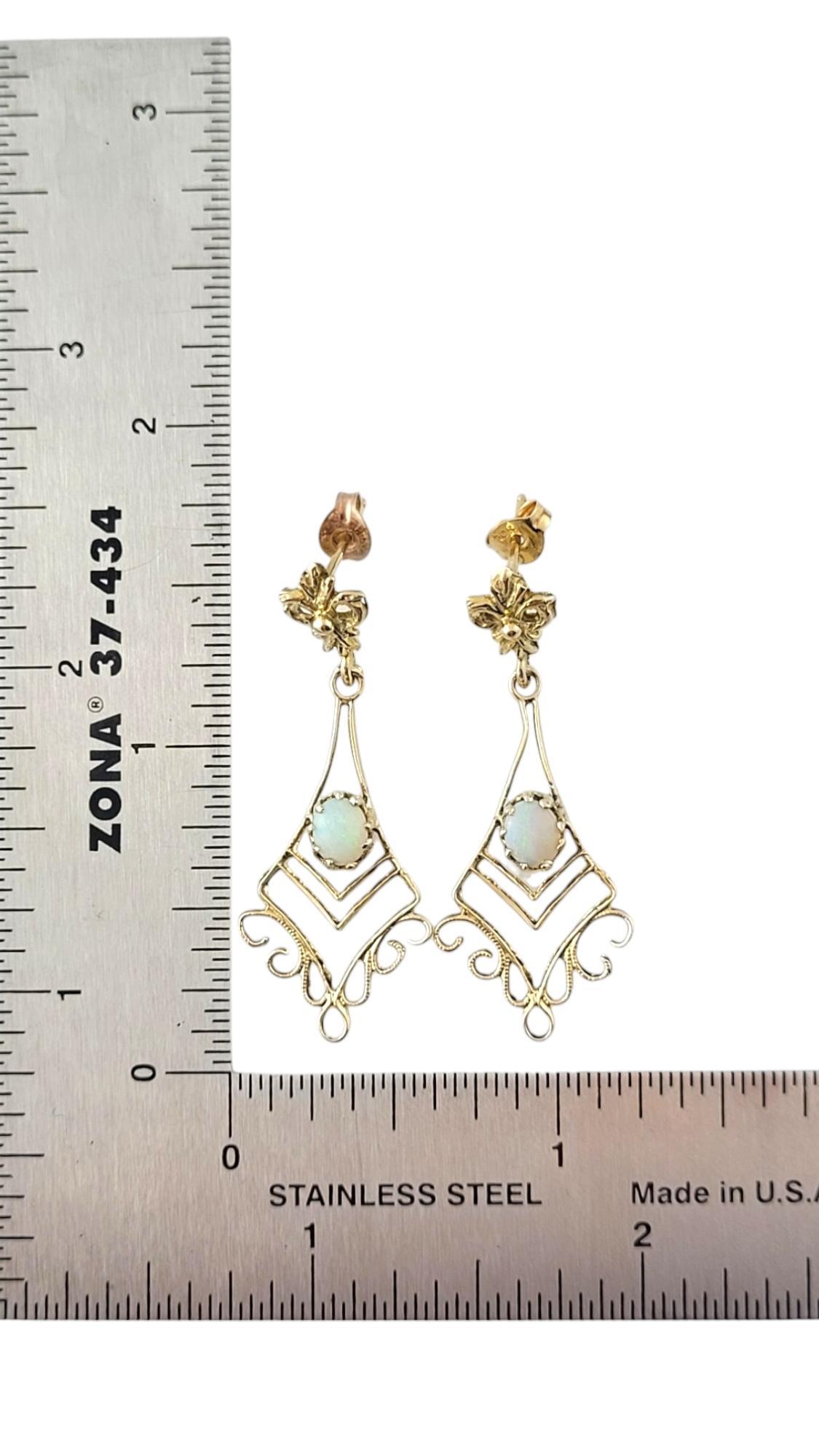 Women's 10K Yellow Gold Opal Dangle Earrings #16925 For Sale