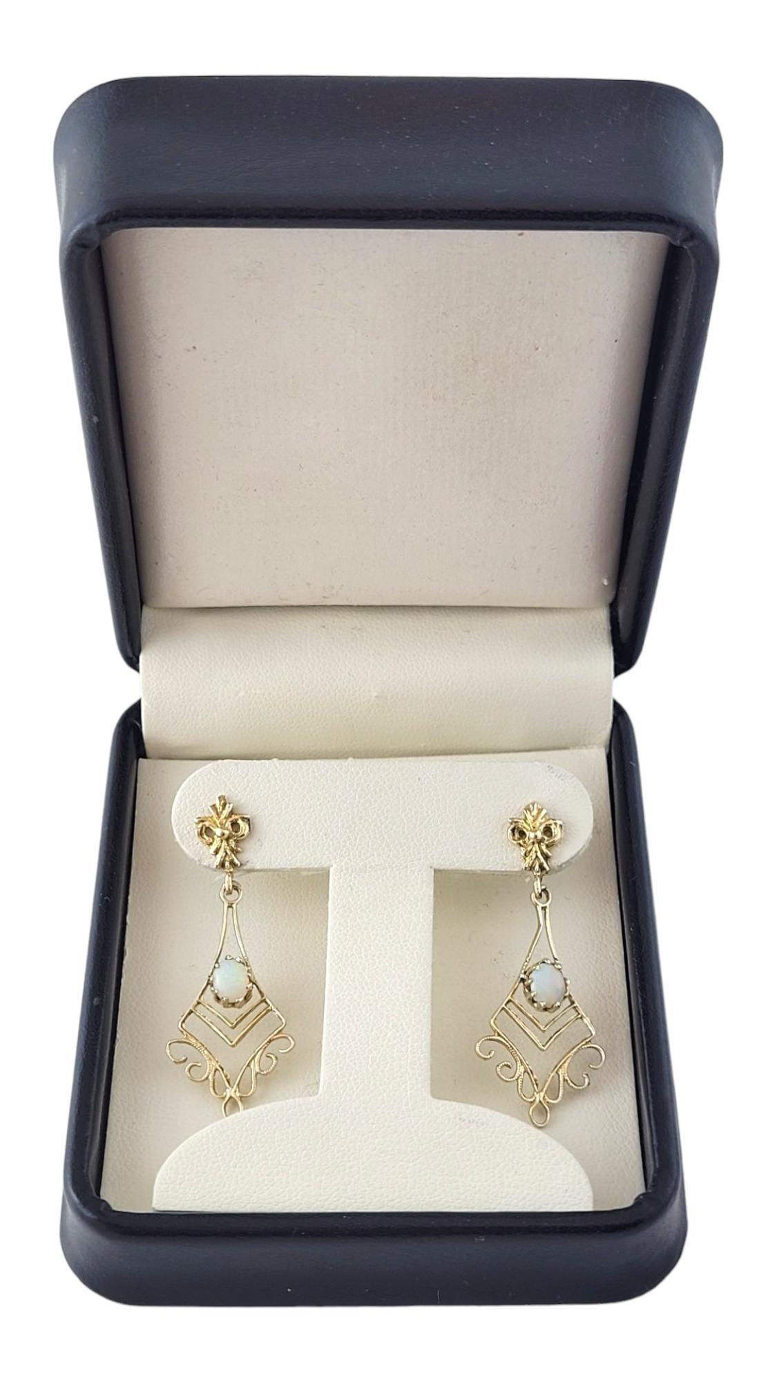10K Yellow Gold Opal Dangle Earrings #16925 For Sale 1