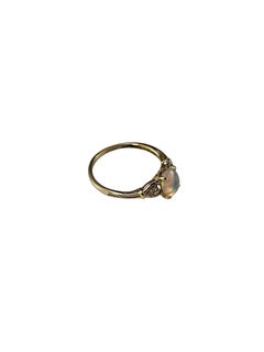 10K Yellow Gold Opal Diamond Ring Size 6.5 #25437