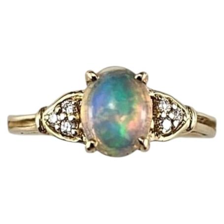 10K Yellow Gold Opal Diamond Ring Size 6.5 #25437