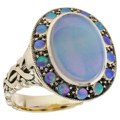 10K Yellow Gold Opal Vintage Style Cocktail Poison Ring