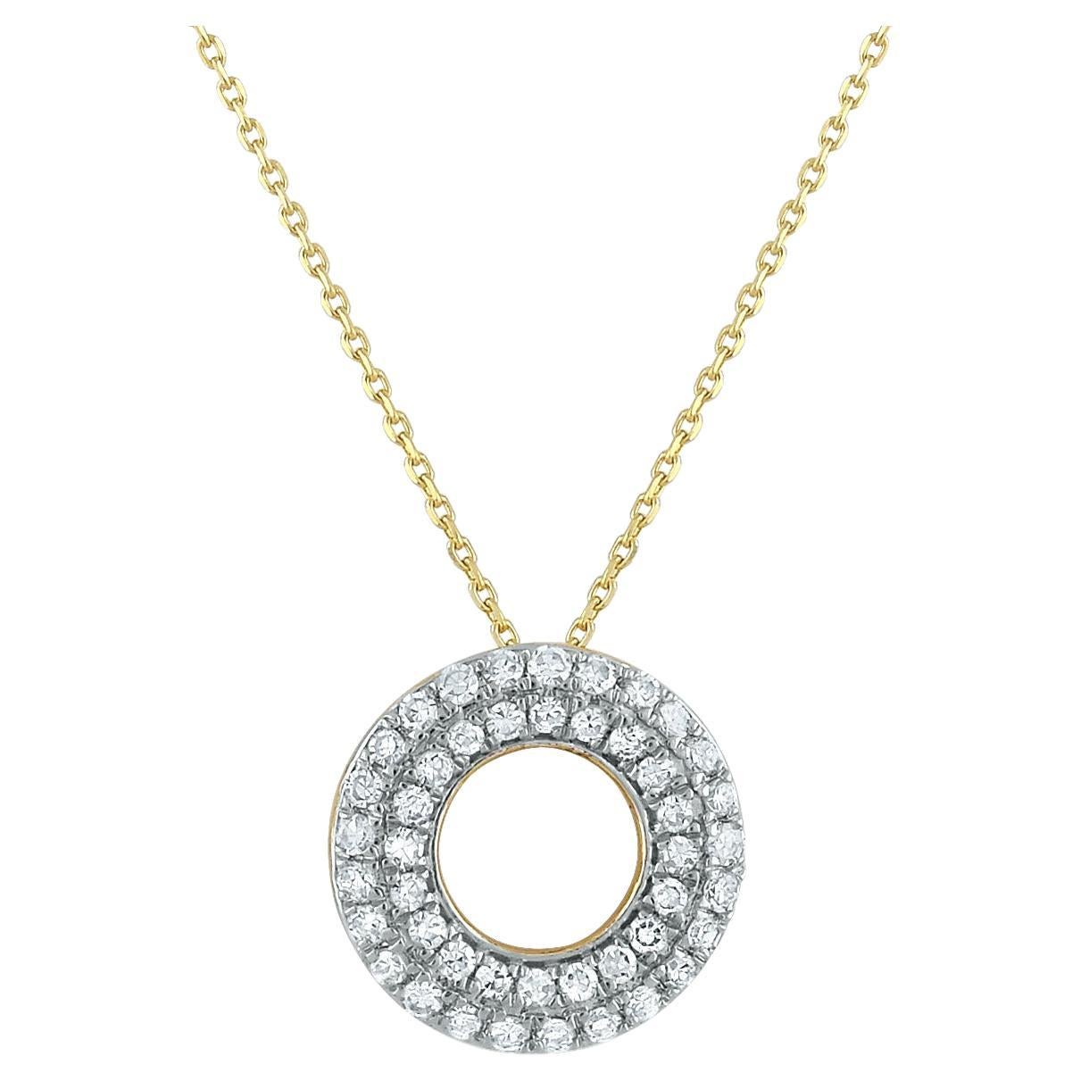 Bulgari Blvgari Open Circle Diamond Pendant Necklace in Yellow Gold at