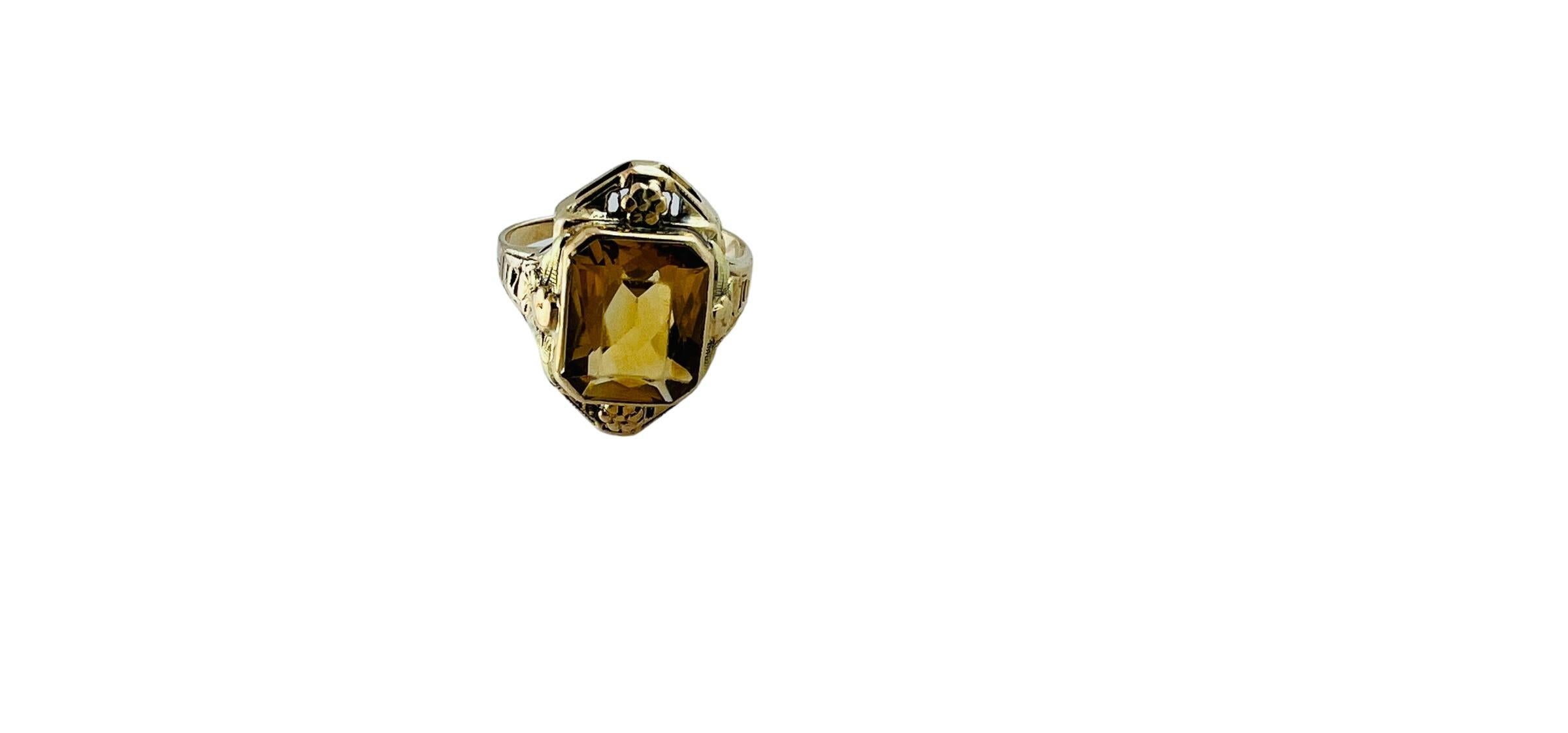 10K Yellow Gold Orange Citrine Filigree Ring #15992 For Sale 2