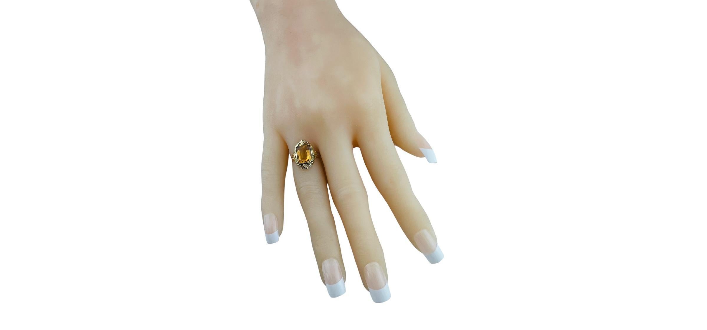 10K Yellow Gold Orange Citrine Filigree Ring #15992 For Sale 3