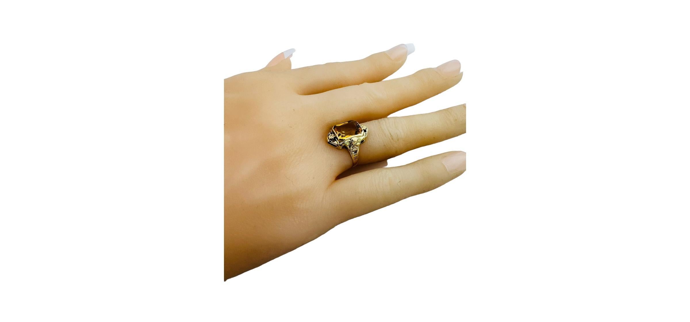 10K Yellow Gold Orange Citrine Filigree Ring #15992 For Sale 4