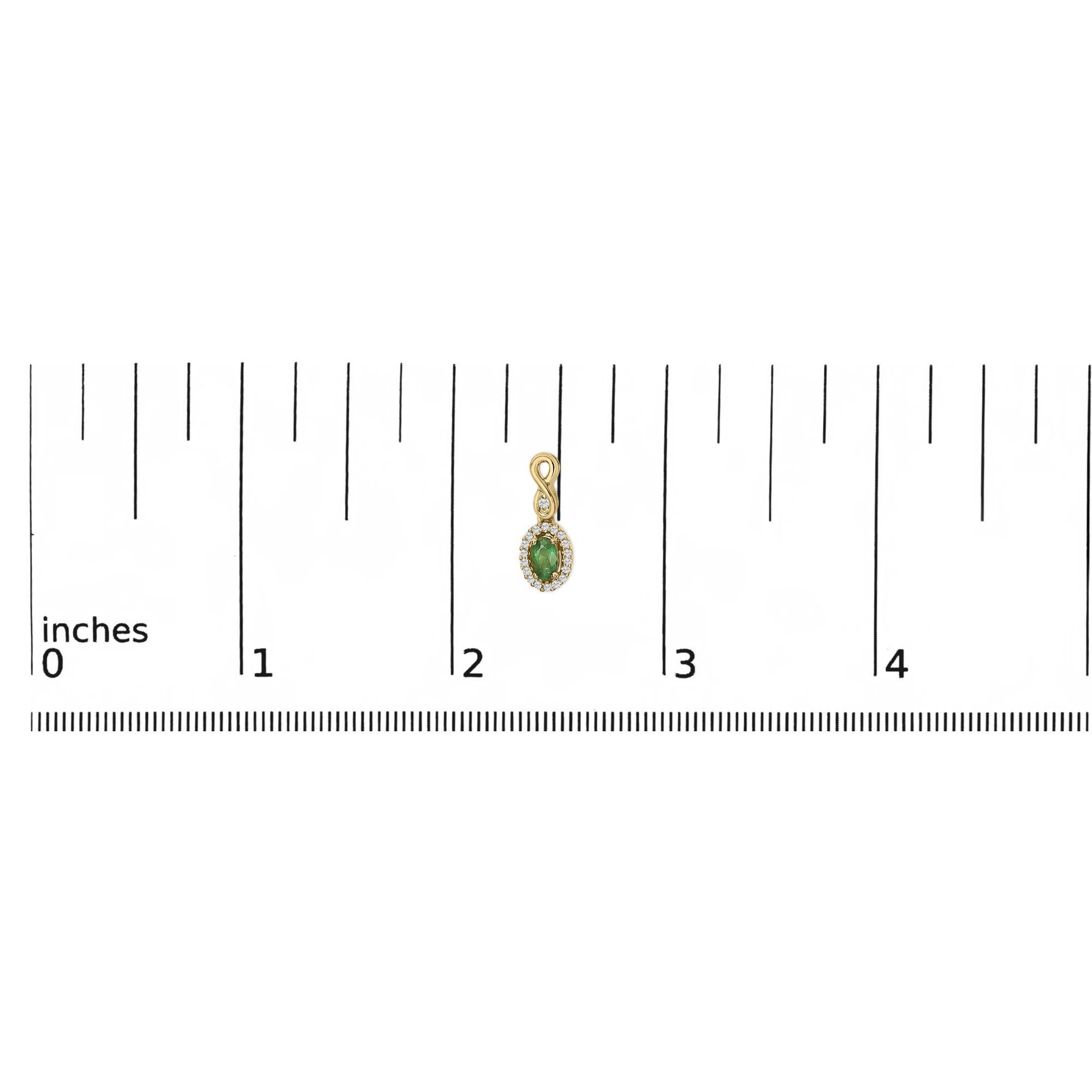 10K Gelbgold Ovalschliff grüner Smaragd 5x3mm und 1/7 Cttw Diamant Ohrring baumeln Damen im Angebot