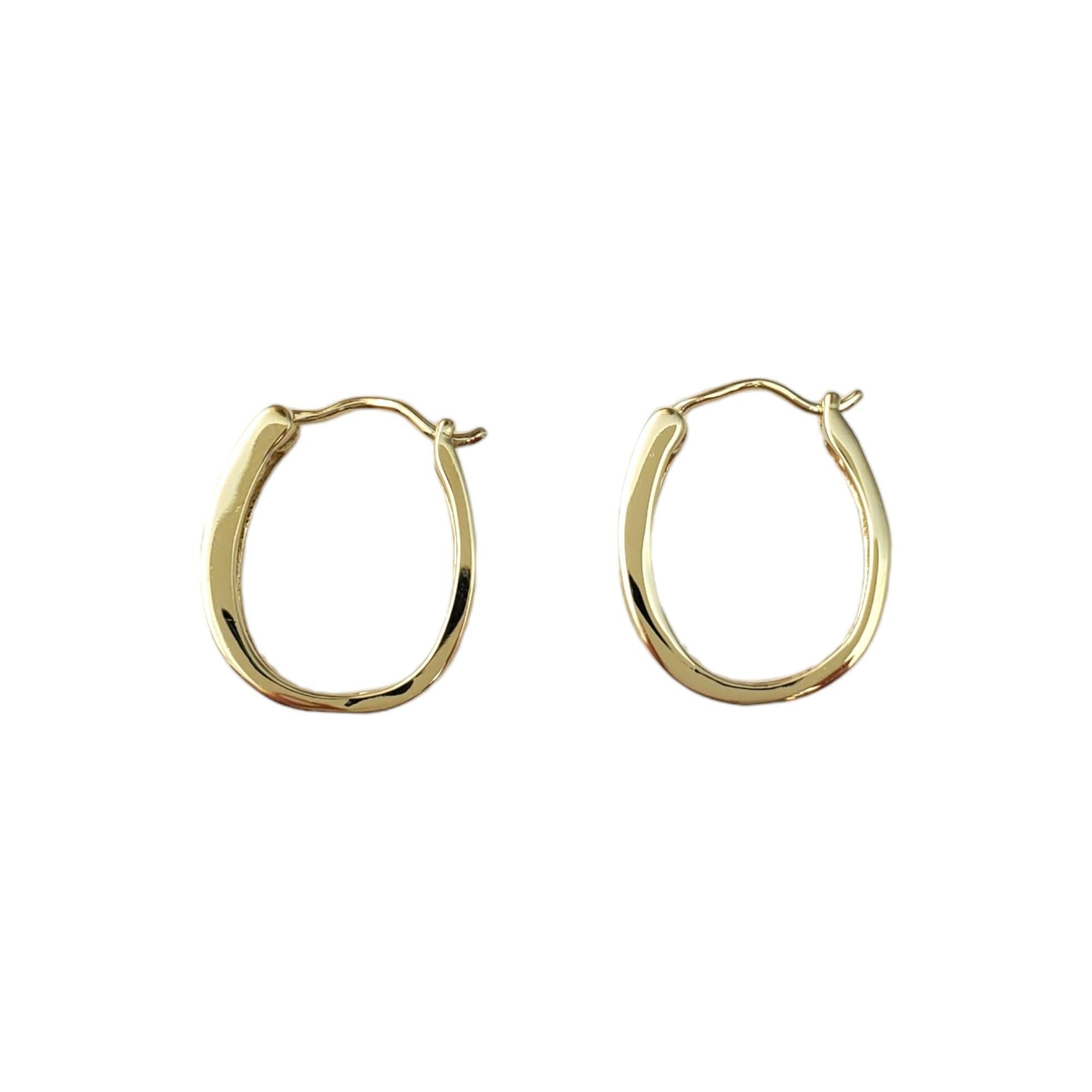 Brilliant Cut 10K Yellow Gold Oval Diamond Hoop Earrings #16569 For Sale