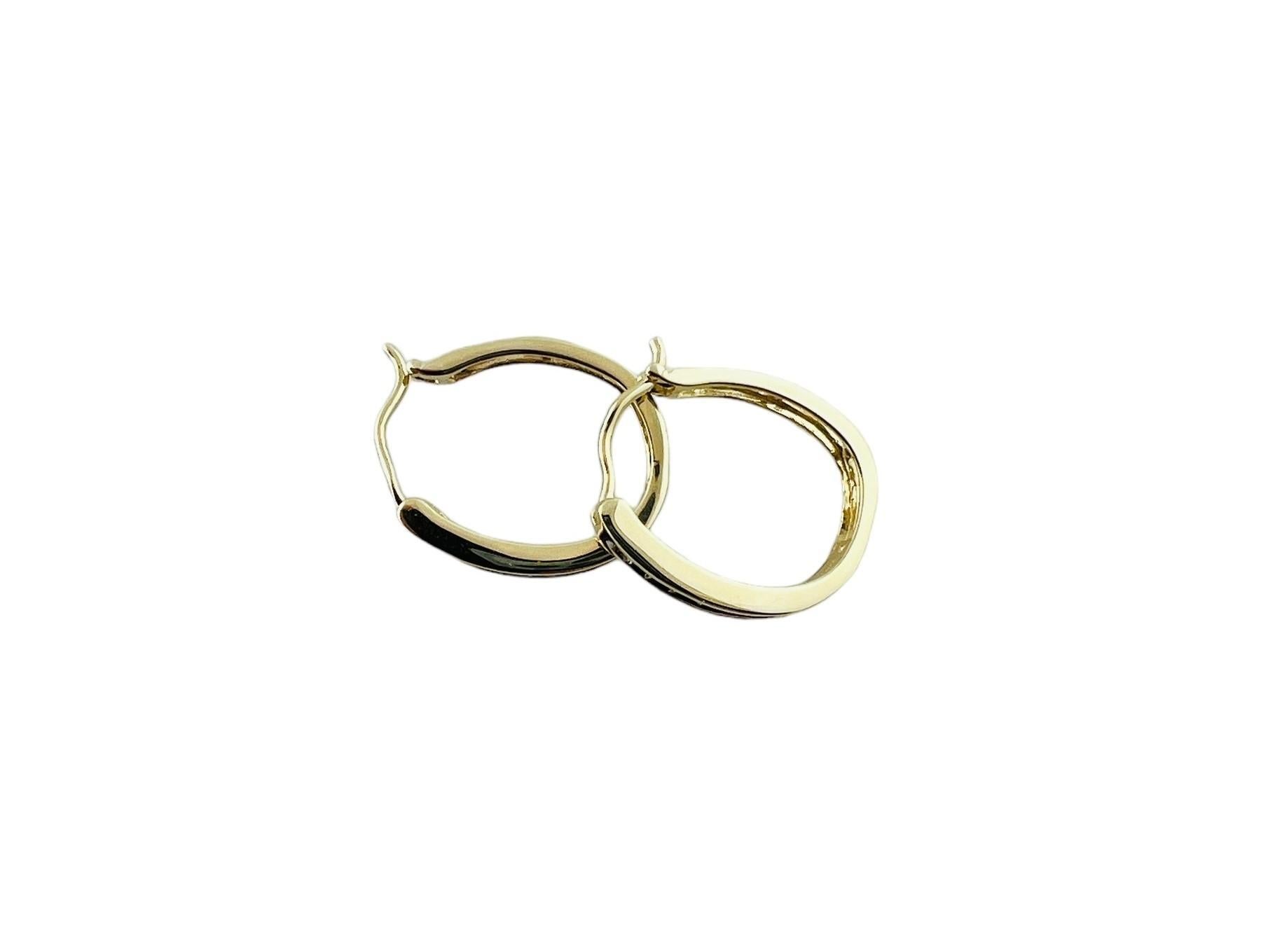 Women's 10K Yellow Gold Oval Diamond Hoop Earrings #16569 For Sale