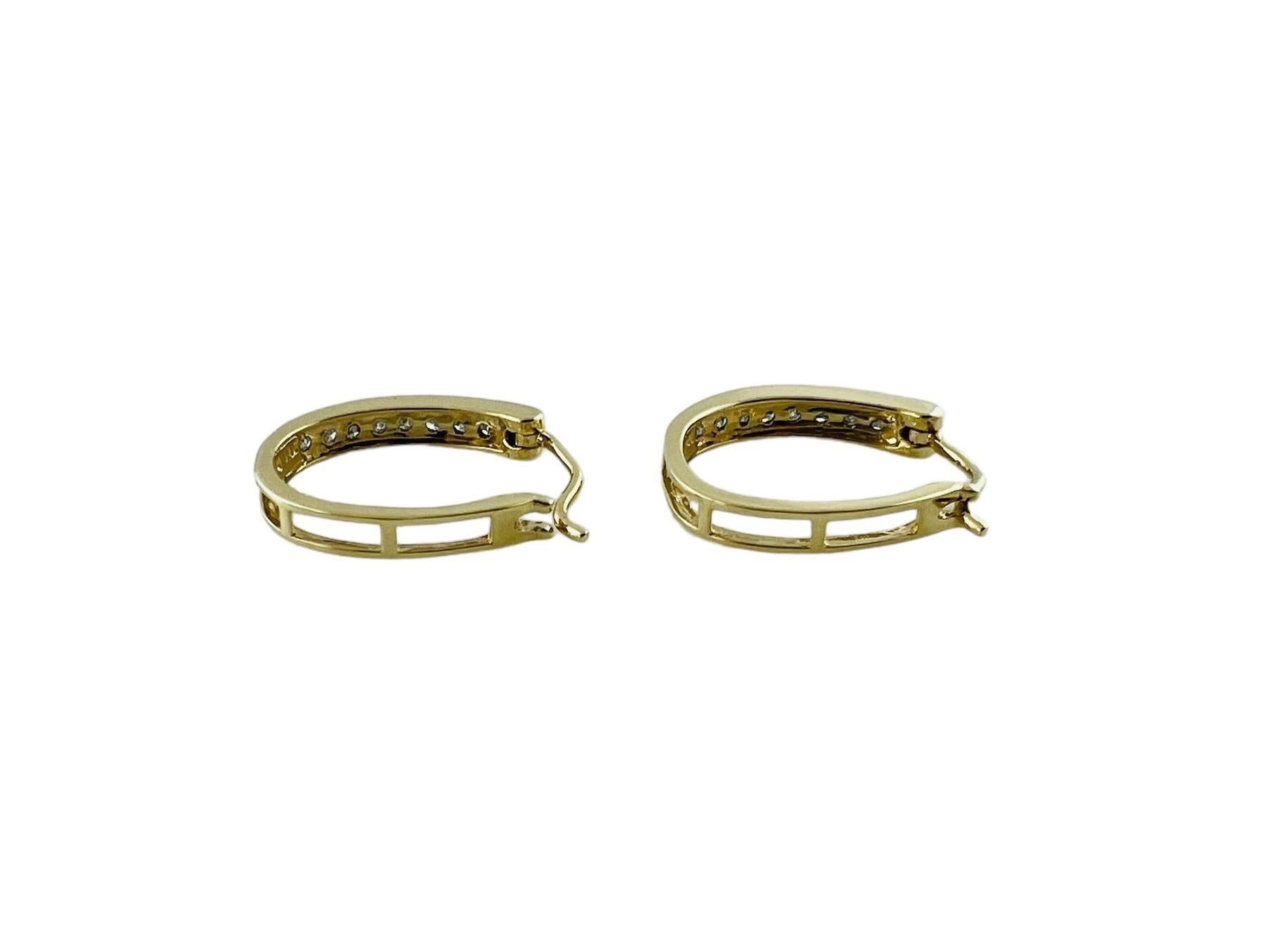 10K Yellow Gold Oval Diamond Hoop Earrings #16569 For Sale 1