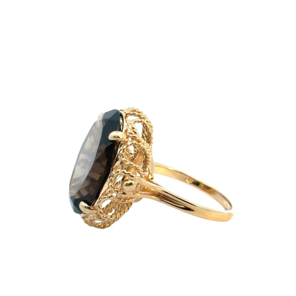 Vintage 10k Yellow Gold Oval Smoky Quartz Gemstone Ring For Sale 5