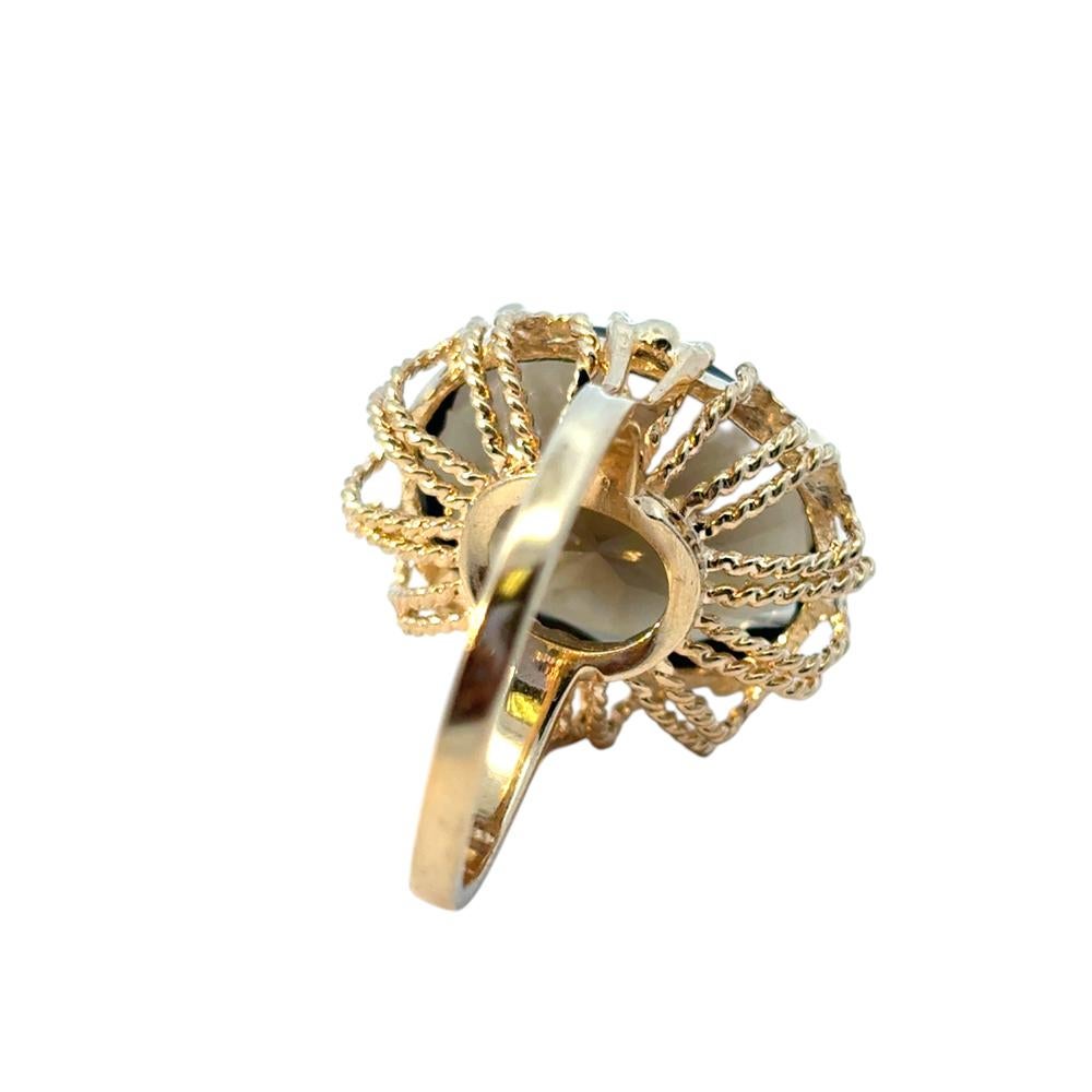 Vintage 10k Yellow Gold Oval Smoky Quartz Gemstone Ring For Sale 11