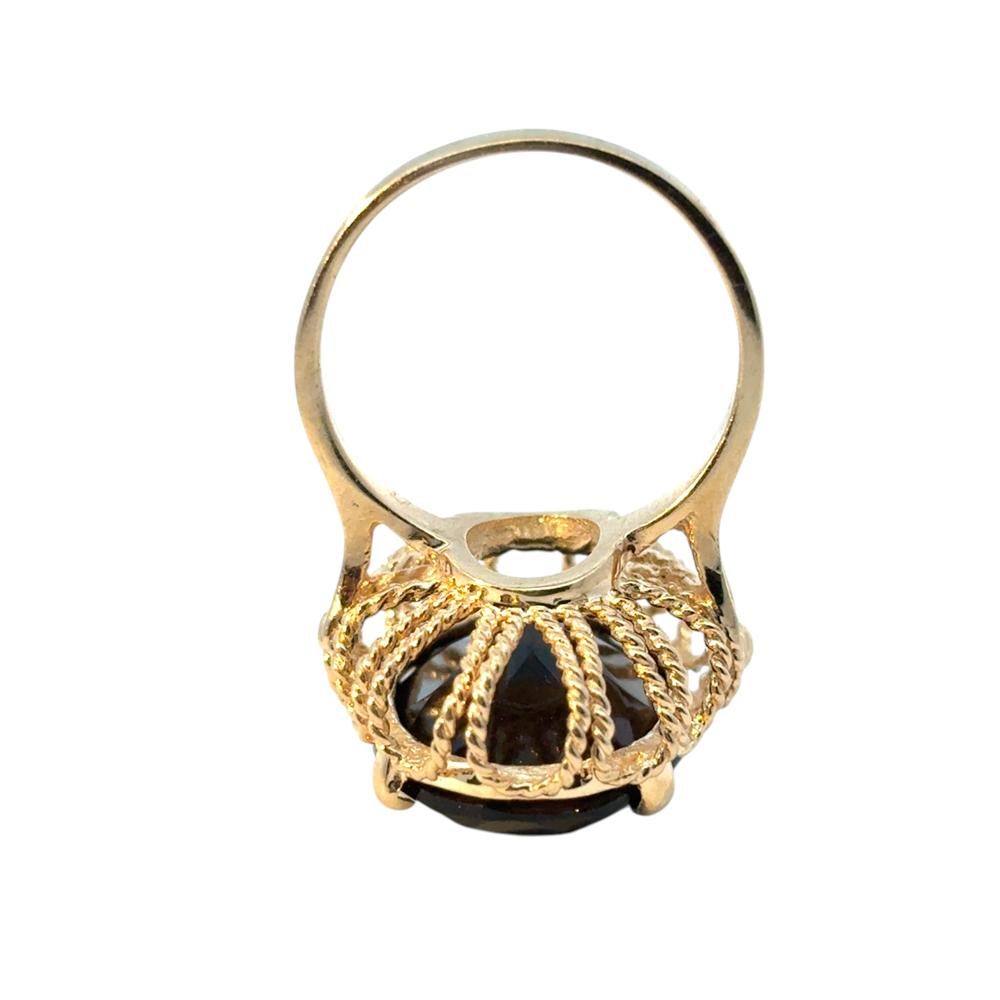 Vintage 10k Yellow Gold Oval Smoky Quartz Gemstone Ring For Sale 12
