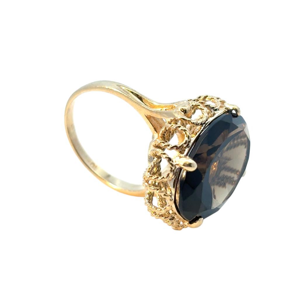 Vintage 10k Yellow Gold Oval Smoky Quartz Gemstone Ring For Sale 13
