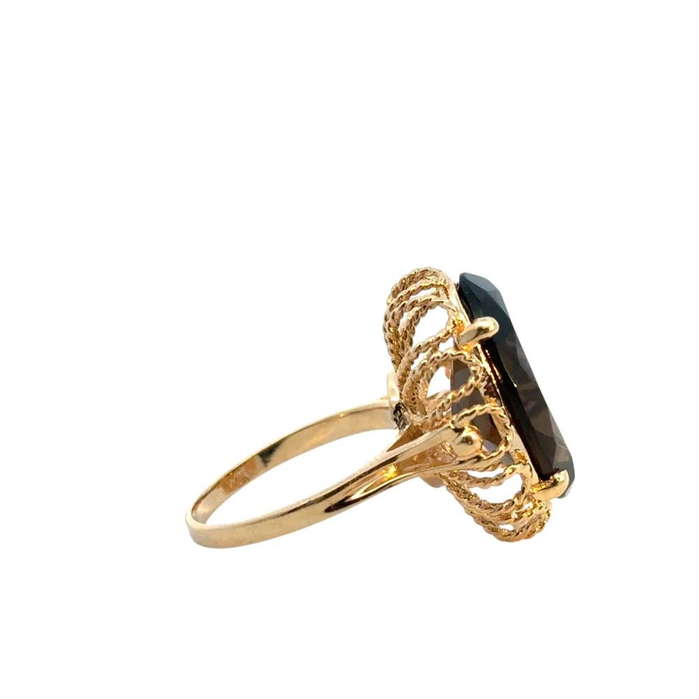 Vintage 10k Yellow Gold Oval Smoky Quartz Gemstone Ring For Sale 1