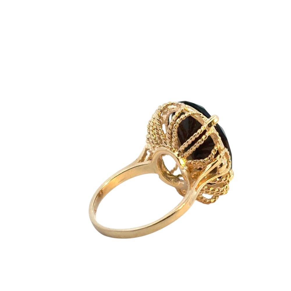Vintage 10k Yellow Gold Oval Smoky Quartz Gemstone Ring For Sale 2