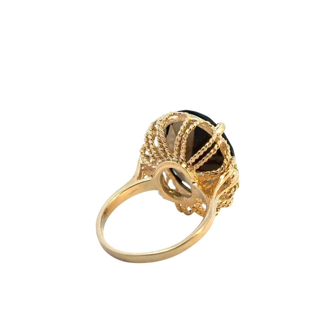 Vintage 10k Yellow Gold Oval Smoky Quartz Gemstone Ring For Sale 3