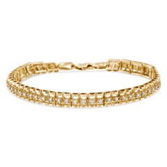 10 Karat Gelbgold über Silber 2,0 Karat Diamant-Doppelglieder-Tennisarmband