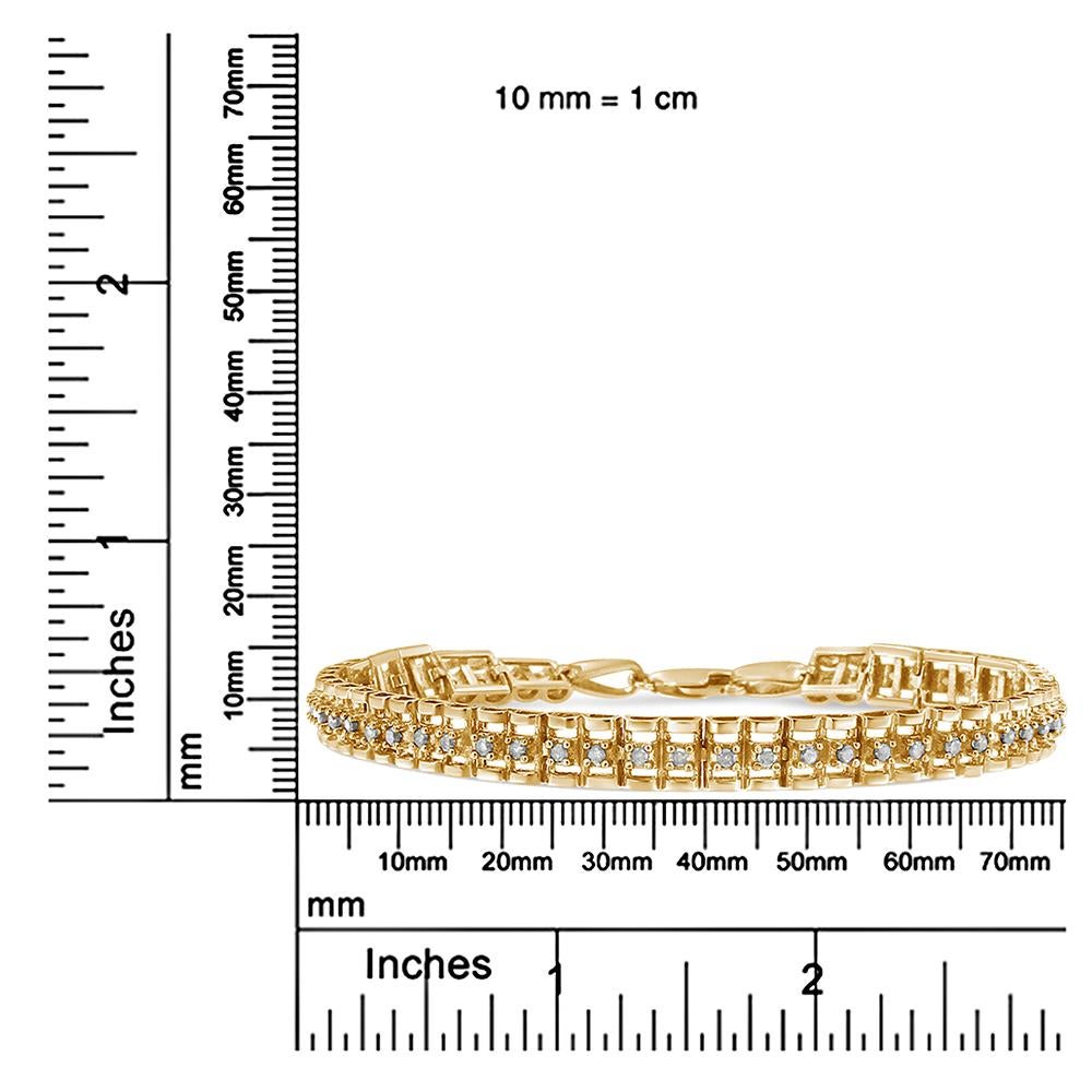 10K Yellow Gold Over Silver 2.0 Carat Diamond Double-Link Tennis Bracelet In New Condition For Sale In New York, NY