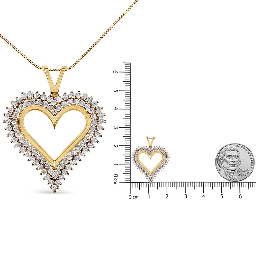 10K Yellow Gold over Silver 1/2 Carat Diamond Heart Pendant Necklace In New Condition In New York, NY