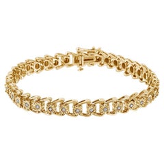 10K Gelbgold über Silber 1/2 Cttw Diamond Double Swoosh Tennisarmband 10K Gelbgold über Silber 1/2 Cttw Diamond Double Swoosh Tennisarmband