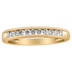 10K Gelbgold über Silber 1/4 Cttw Diamant 11 Stein Hochzeit Band Ring