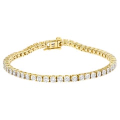 Tennisarmband aus 10 Karat Gelbgold über Silber 1,0 Karat Diamant mit facettierter Lünette