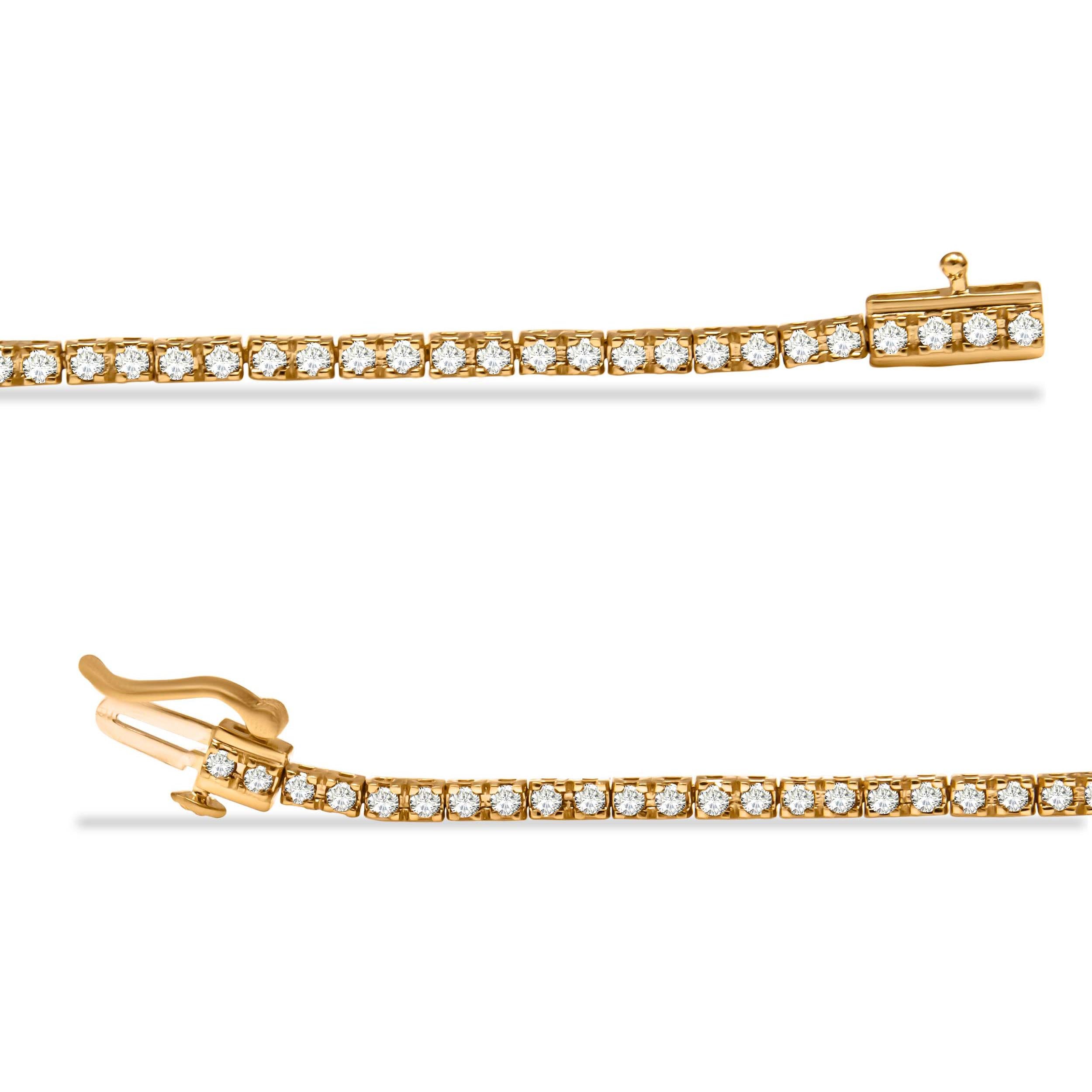 Contemporain Bracelet tennis en or jaune 10 carats sur argent avec diamant champagne de 2,0 carats en vente